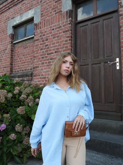 Chemise en gaze de coton Bleu